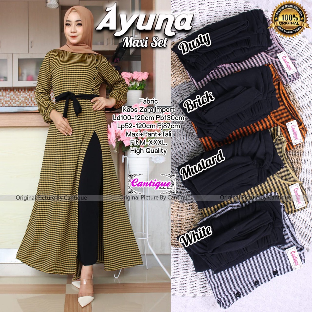 AYUNA MAXI SET BY CANTIQUE SETELAN ONE SET SETCEL WANITA JUMBO BAHAN KAOS ZARA LD 100-120 CM HQ