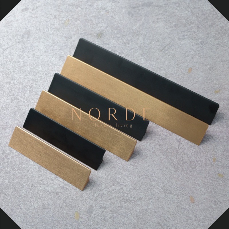 Furniture Handles / Handle Perabot / Gagang Lemari / Hitam Gold Emas