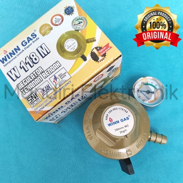 Winn Gas Regulator Tekanan Rendah W 118 M W118M dengan Meteran - Regulator SNI dengan Meter Winn Gas