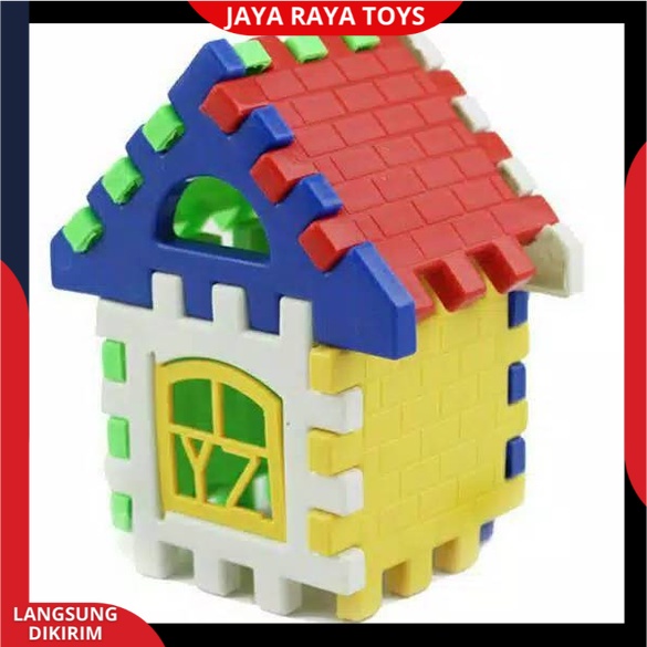 Mainan Anak Edukasi Blok Puzzle rumah funny block  Plastik Berkualitas SNI JM 8211