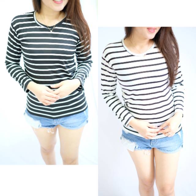 KAOS STEVIA 2 / LENGAN PANJANG /ATASAN / STEVI / STEVY / SALUR UKURAN XL (BAHAN SPANDEX)