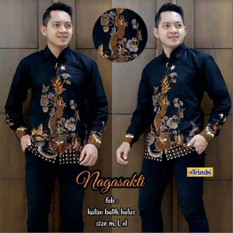 MERONAJAYA - baju batik pria lengan panjang modern Full Katun Prima