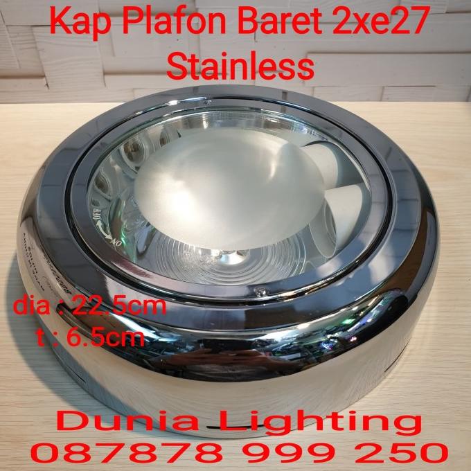 kap lampu plafon baret 2xe27 downlight outbow miring