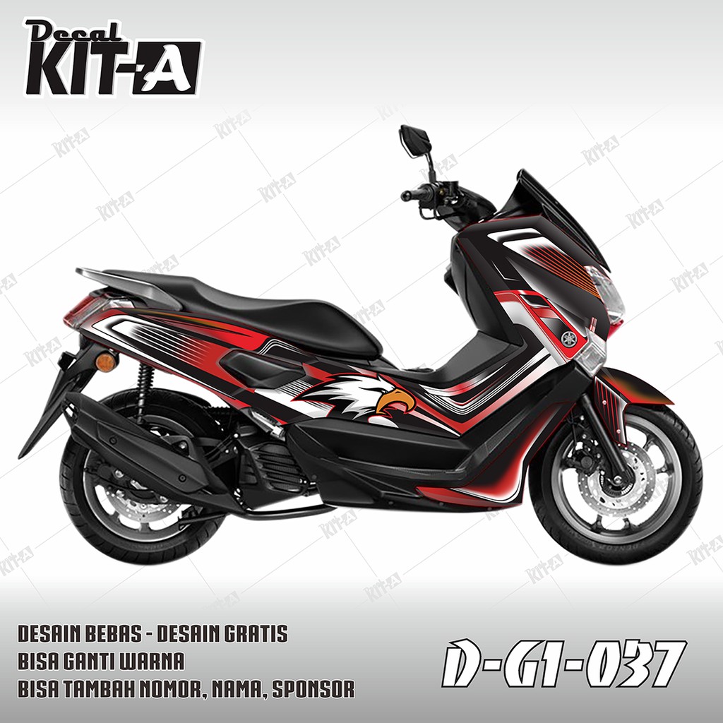 Decal Stiker Motor Nmax Merah Hitam Elang Sticker Variasi Striping