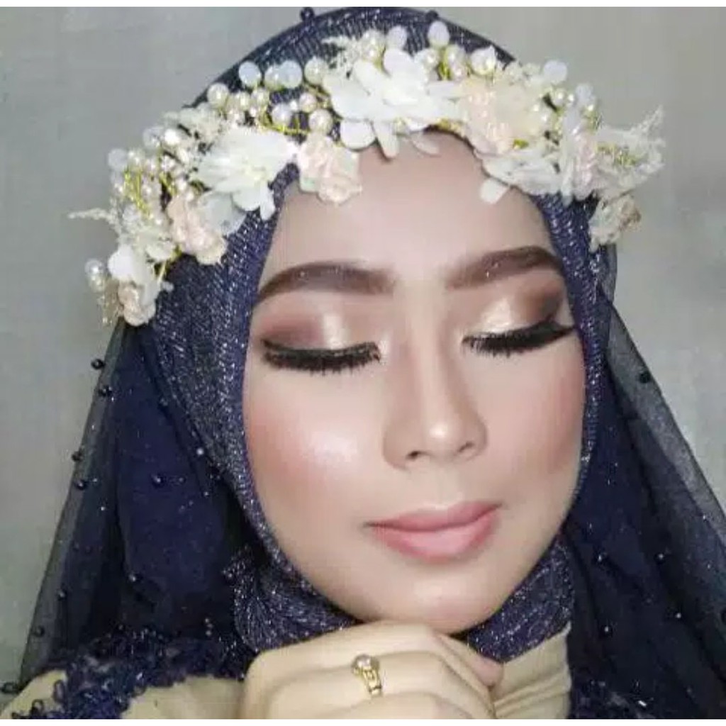 Luxury Mahkota Mutiara Bunga Putih - Headpiece Hiasan Hijab / Aksesories Kepala Elegan