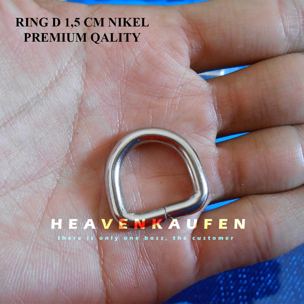 Ring D 1,5 cm Warna Nikel Silver Kualitas Premium Tebal 4 mm