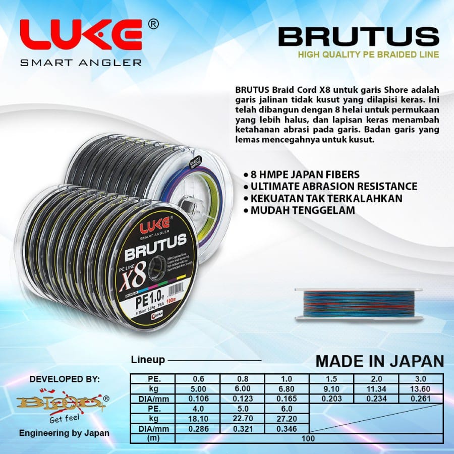 Senar Pe Luke Brutus x8 Multi Colour Connected 100M