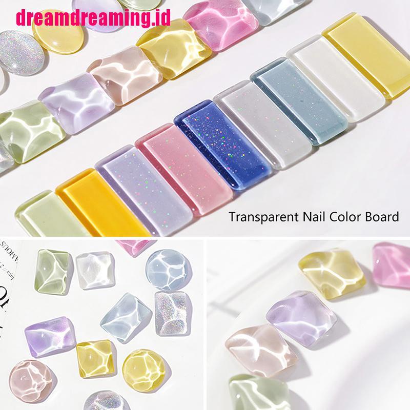 Dreamdreaming 40Pcs / Set Kuku Palsu Bahan Kaca Transparan Untuk Display Nail Art