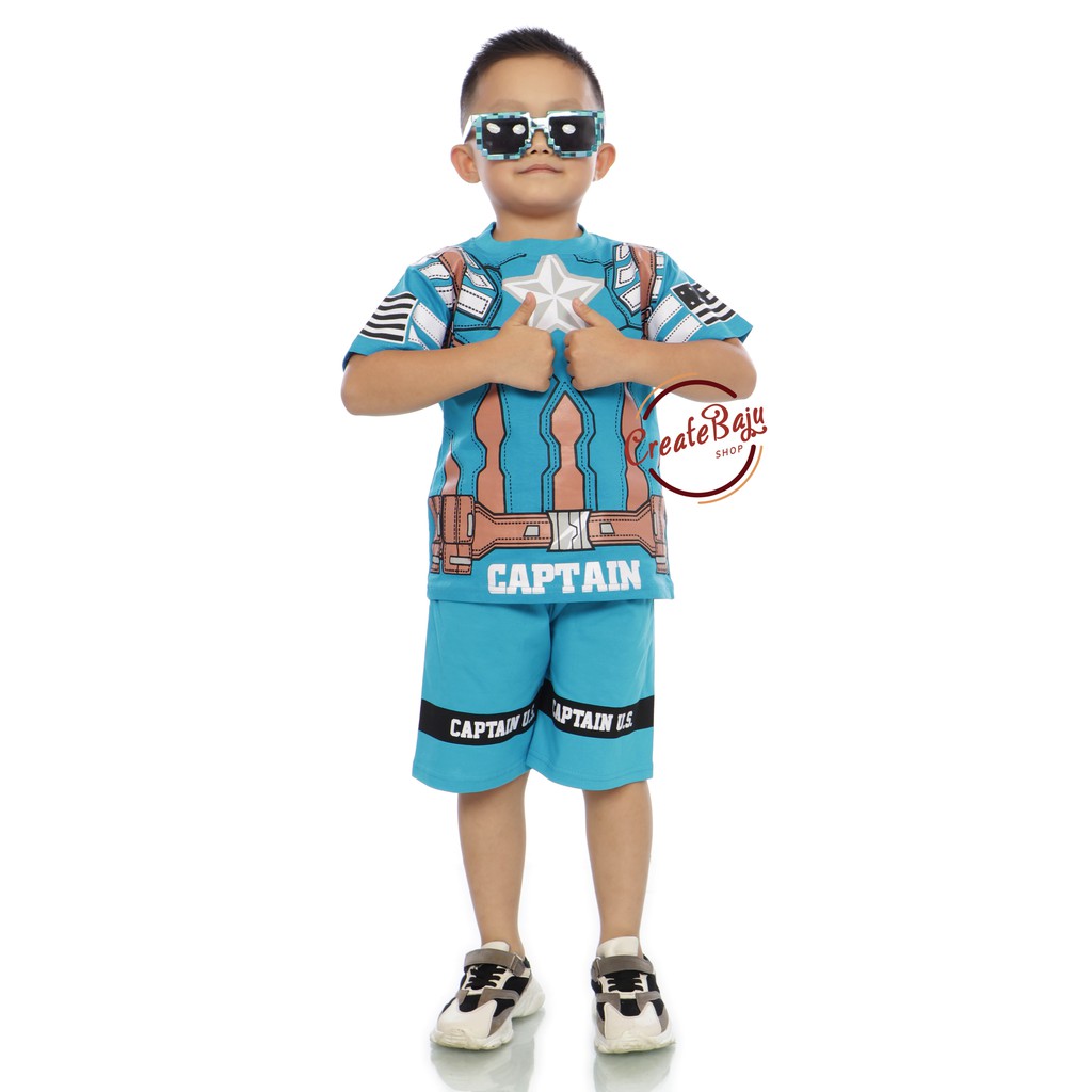 Setelan Anak Laki-Laki Hayami 2-9 Thn Motif Captain America Baju Anak Laki-Laki-2