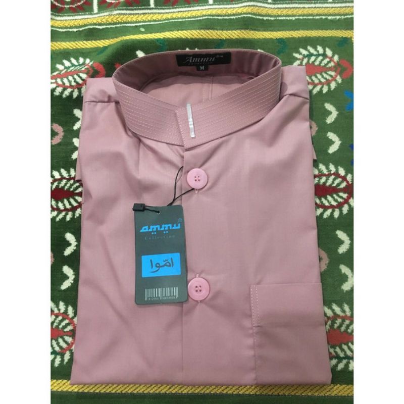 Baju Koko Pria Koko Ammu Warna Pink Salem/Dusty Baju Muslim Pria Murah Terbaru Kurta Dewasa Premium 