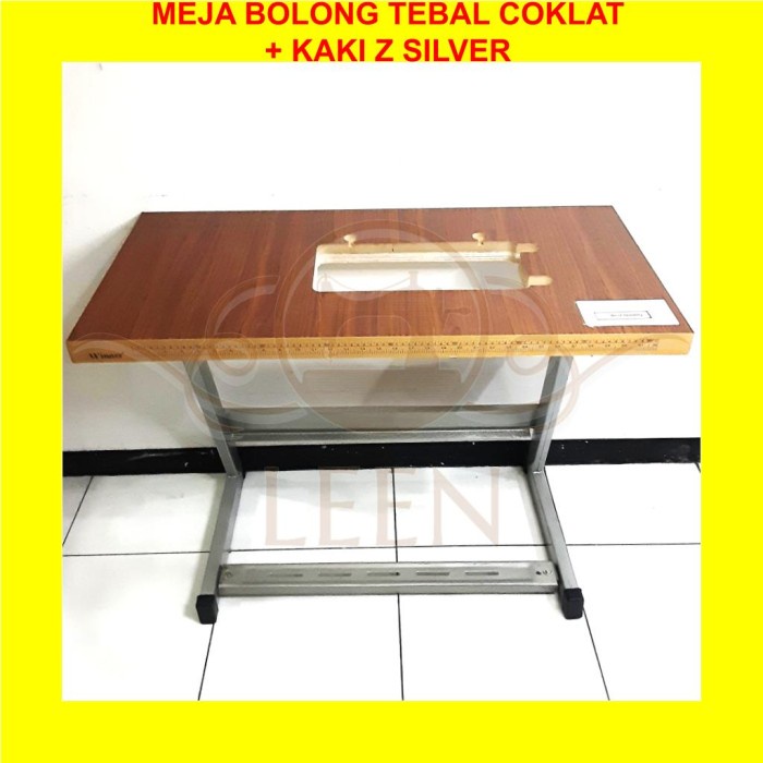 Set Meja Tebal + Kaki Z Silver Mesin Tradisional Hitam Klasik LEEN