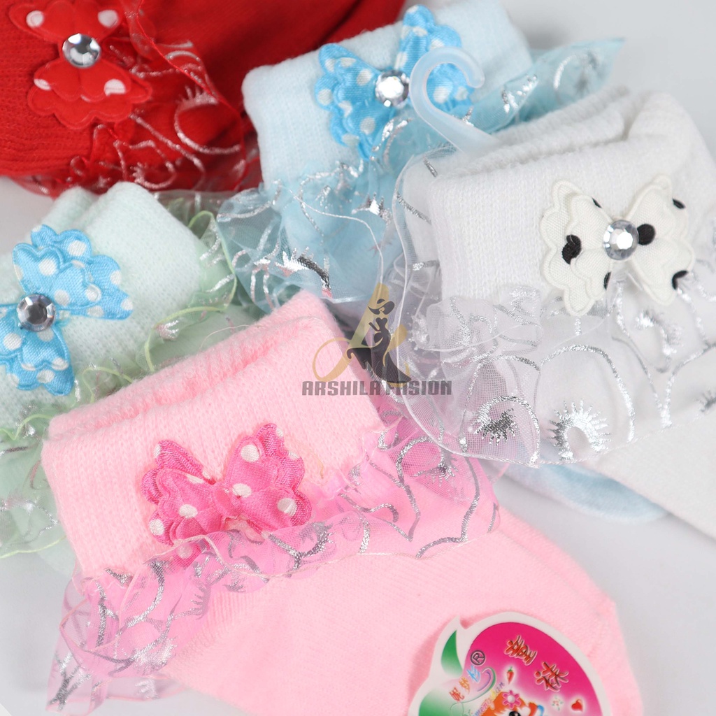 Kaos Kaki Bayi Perempuan Motif Renda 3 In 1 Paket 3 Pcs