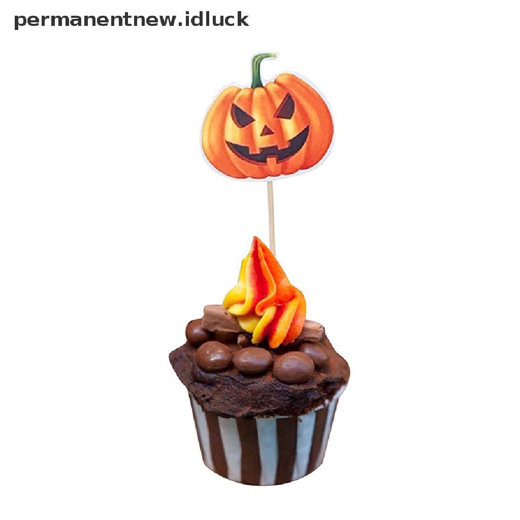 48 Pcs Topper Cupcake Desain Kartun Hantu Halloween Untuk Dekorasi