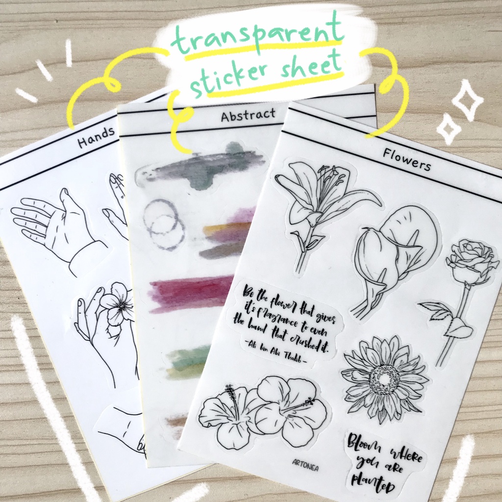 

[Artopia] Transparent Sticker Sheet illustrated by ARTONEA / Stiker Bujo DIY Scrapbook