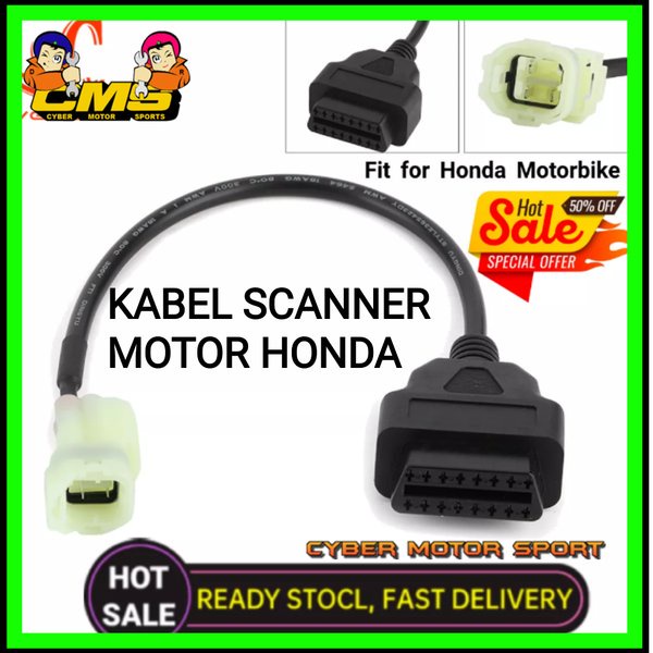 Kabel scanner motor honda obd2 ke 4 pin. konektor scanner motor