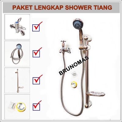 Paket Shower Tiang + Keran Dobel Shower