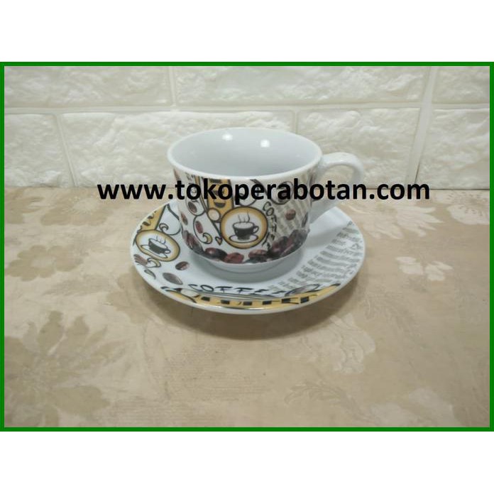 ► (TP) (Packing Kayu) Coffee Set / Cangkir Set Homeline Motif Kopi - Kopi - Peralatan Makan -
