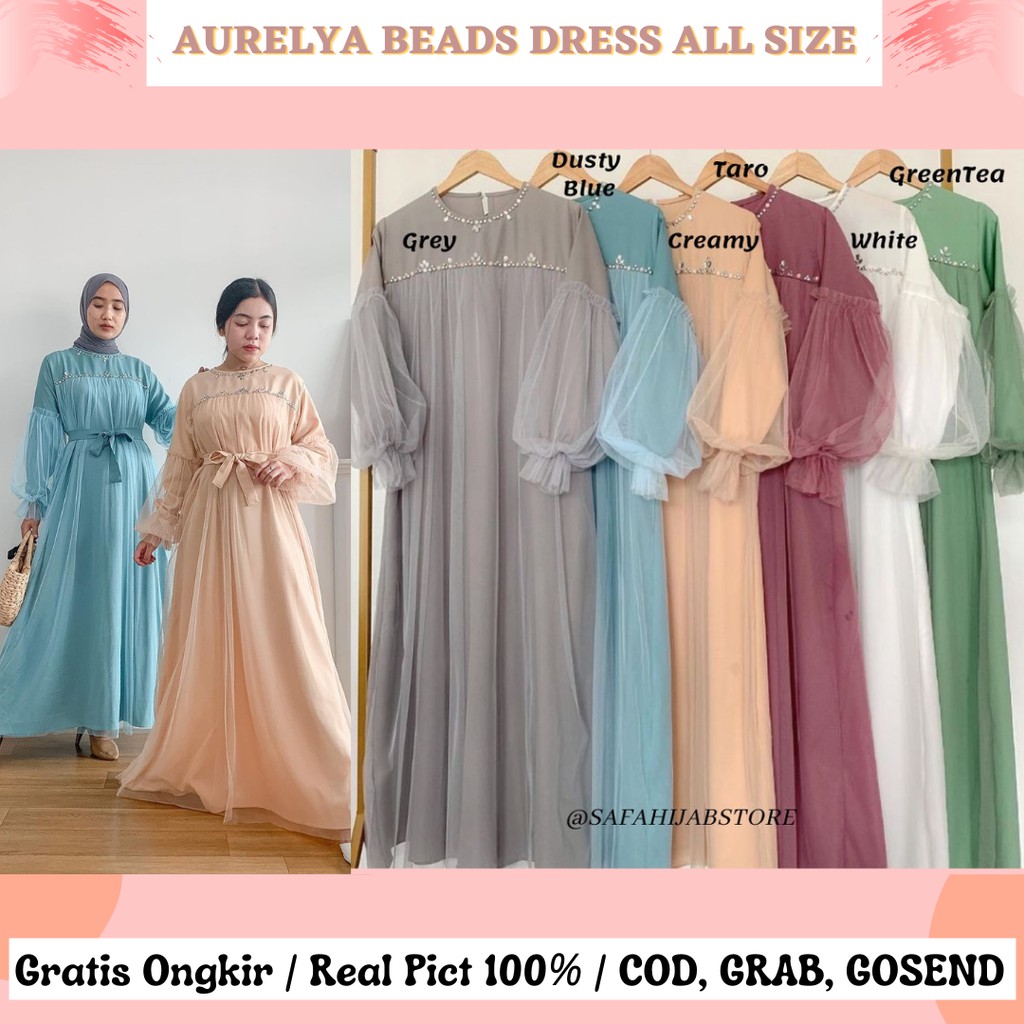 AURELYA BEADS DRESS / DRESS LEBARAN / DRESS MEWAH / DRESS TILE