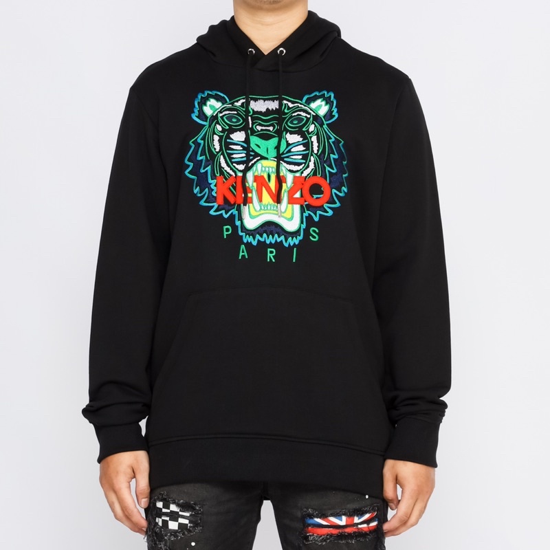 Ken. Tiger Hoodie Black Green