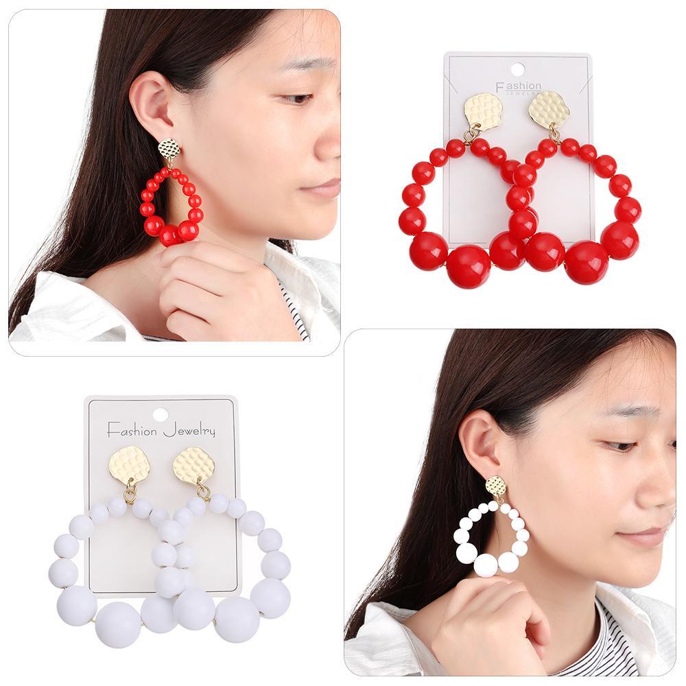 PREVA Bead Hyperbol Earrings Trend Color Gifts Acrylic Hanging Earrings