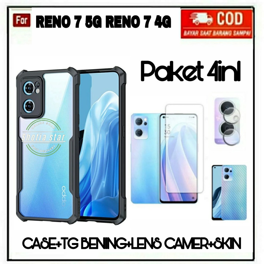 4IN1 CASE OPPO RENO 7 4G 5G RENO 7Z 5G SOFTCASE SHOCKPROOF TRANSPARAN CAMERA PROTECT CASING