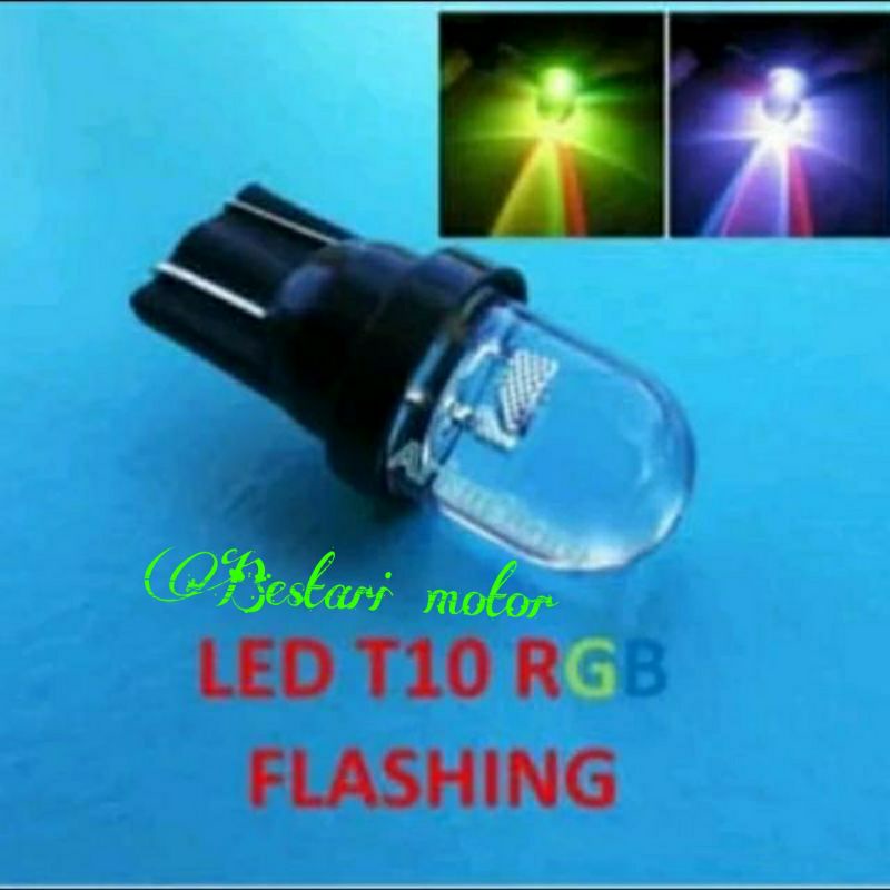 Lampu led sen senja colok T10 7 warna RGB kedip 7 warna