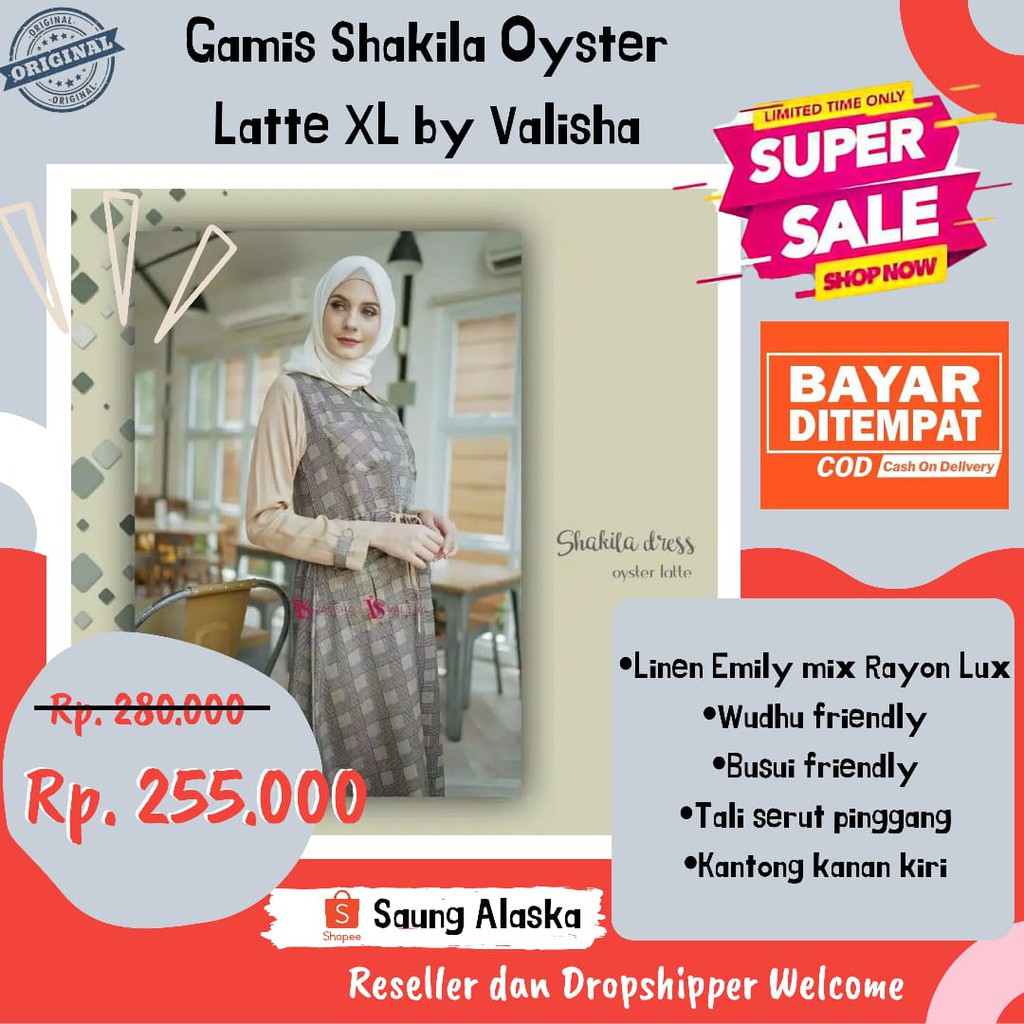 SALE Gamis Lebaran Gamis Syari Gamis Murah Gamis Motif Gamis Shakila Orcyla Latte XL by Valisha