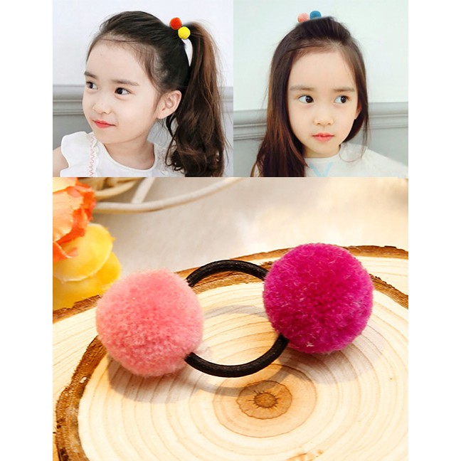 LRC Ikat Rambut Lovely  Fuzzy Balls Decorated Hair Band