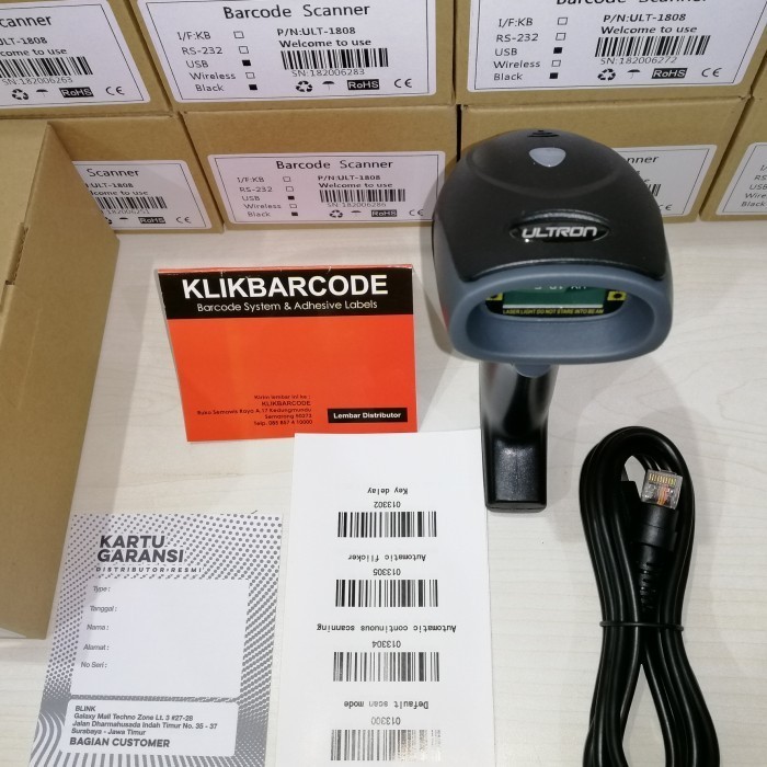 

Barcode Scanner Murah 1D Reader Laser LED Anti-Shock ULT 1808 - USB