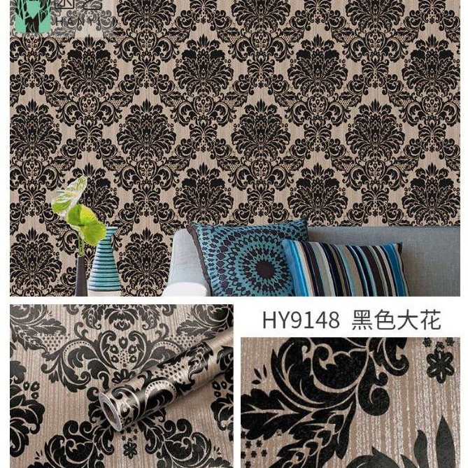 Wallpaper Dinding Sticker Dinding Coklat Batik Hitam