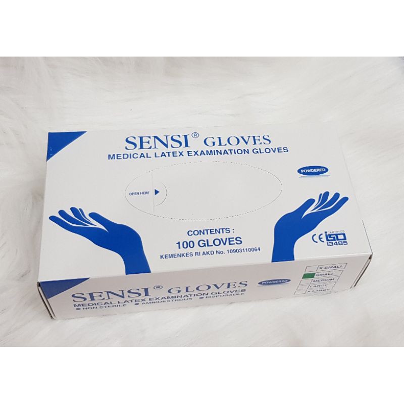 SENSI GLOVES SARUNG TANGAN MEDIS LATEX POWDER Isi 100pcs