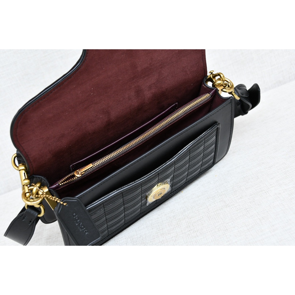 TAS WANITA WOMEN TABBY 26 IN PLEATING SHOULDER BAG TAS SELEMPANG 89149 white BLACK