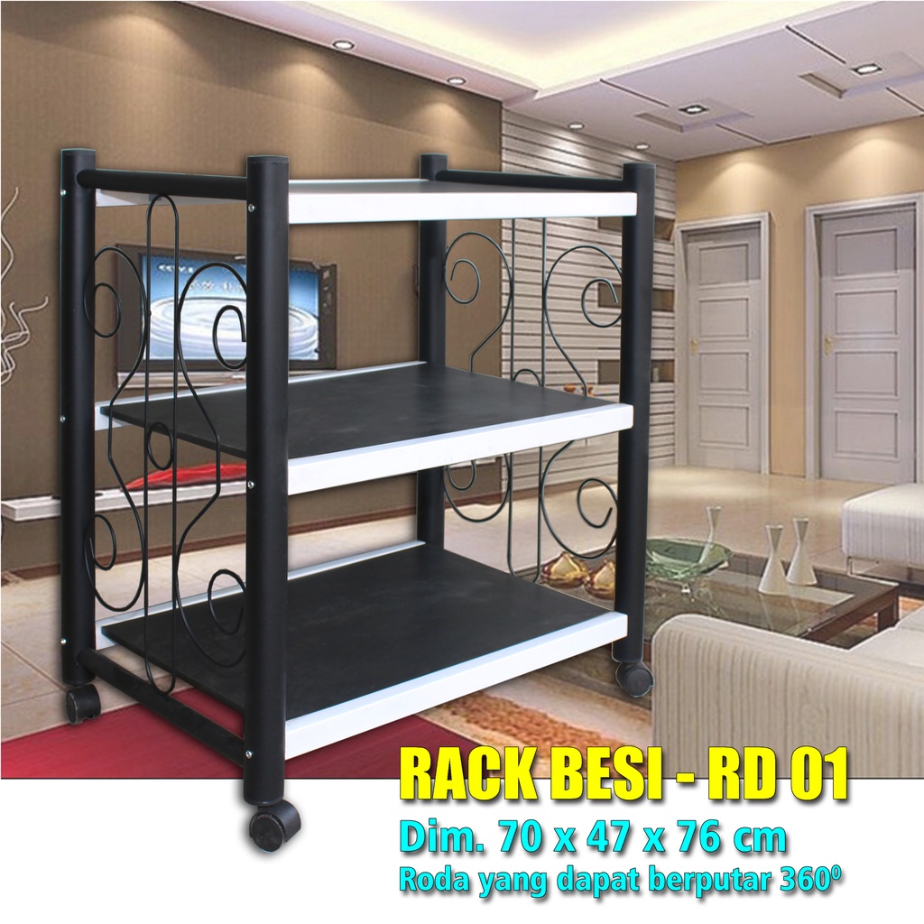 Rack TV Besi RD 01 / Rak TV Dorong / Rack TV Minimalis / Rak TV Besi / Meja TV Dorong
