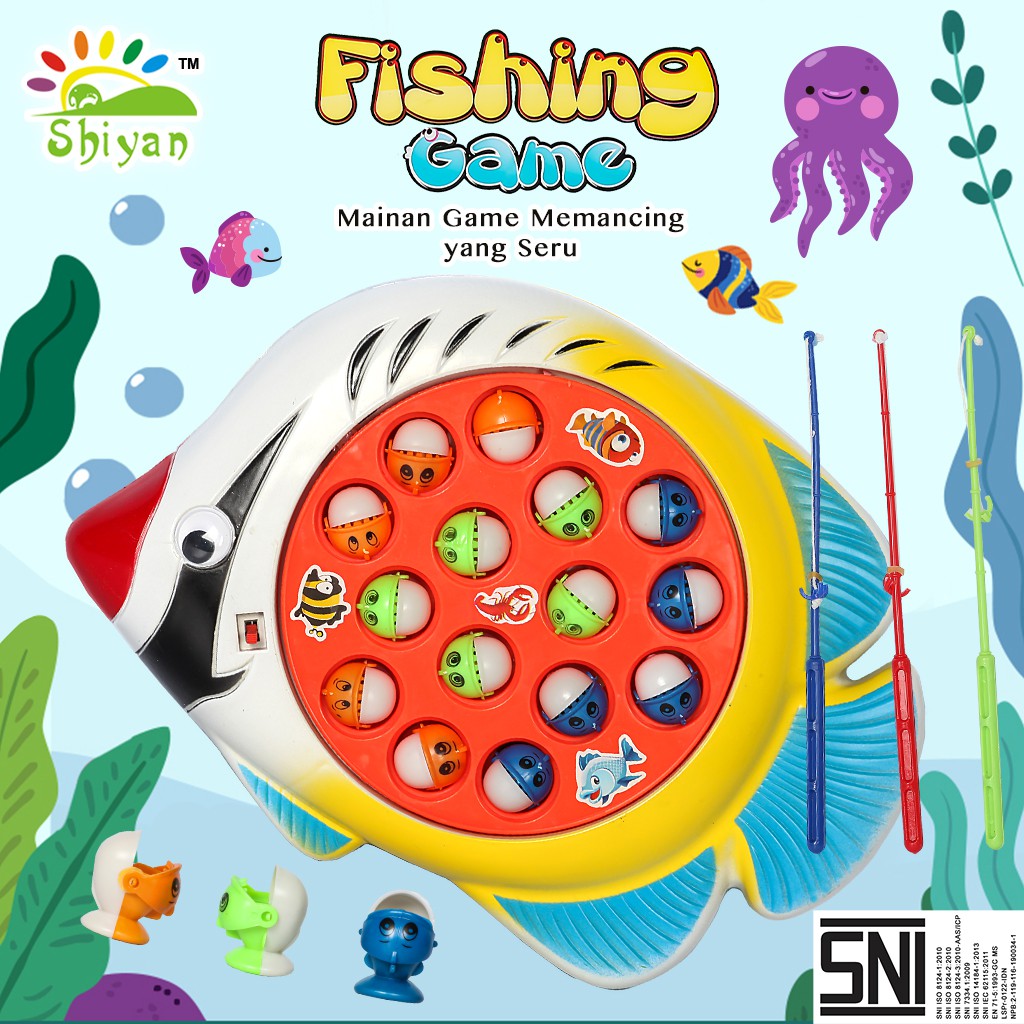 [Shiyan] fishing game / mancing ikan dengan kolam bentuk ikan lengkap dengan pancingan