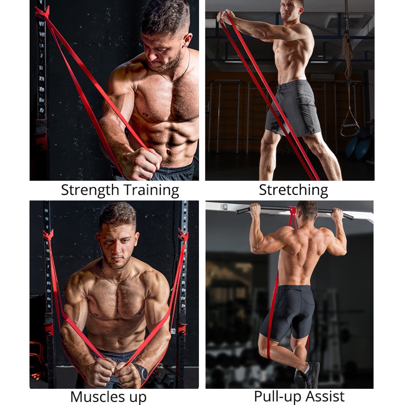 Set Resistance Band Power Elastis Untuk Latihan Kekuatan Otot Perut / Fitness / Gym