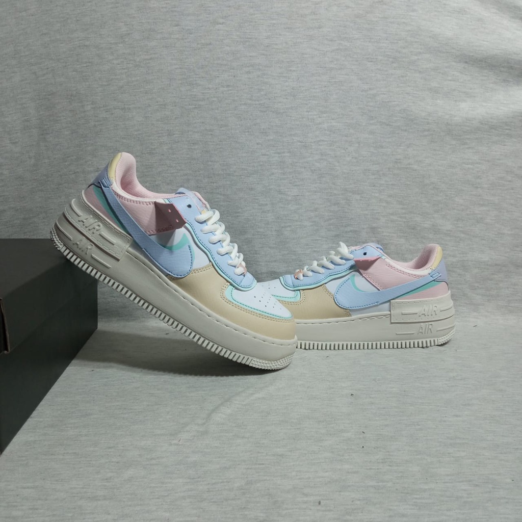 SEPATU NIKE AIR FORCE 1 SHADOW SUMMIT WHITEGLACIER BLUE  WOMAN PREMIUM MIRROR BNIB VIETNAM IMPORT SN