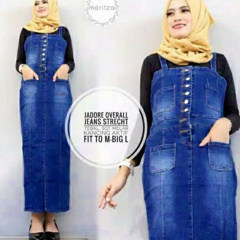 Delilla Overall Jeans Wanita Stretch Fashionabel