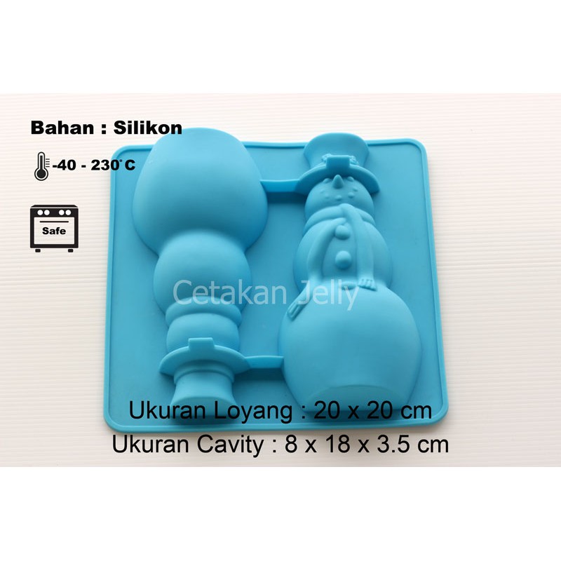 Cetakan Silikon Puding Kue Jelly Cake Snowman 3D Chritmas Cake