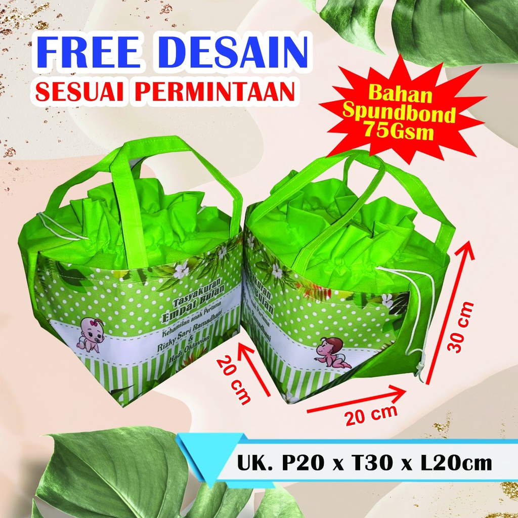 TAS SYUKURAN KEHAMILAN/TAS BERKAT NASI KOTAK 20x20CM/TAS BERKAT SERUT