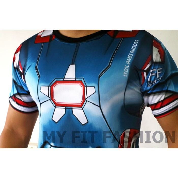 BAJU KAOS PRIA SUPERHERO IRON MAN MARVEL GYM FITNESS BASELAYER SEPEDA