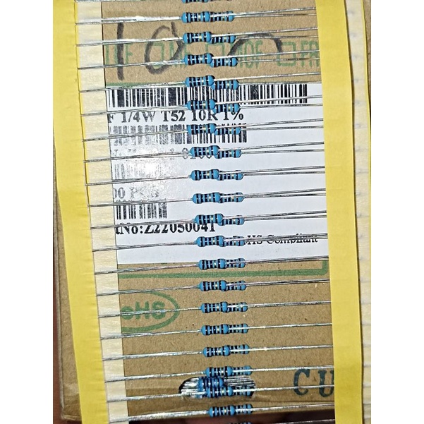 RESISTOR TAIWAN 1/4WAT 1% 10R METAL FILM. 100pcs