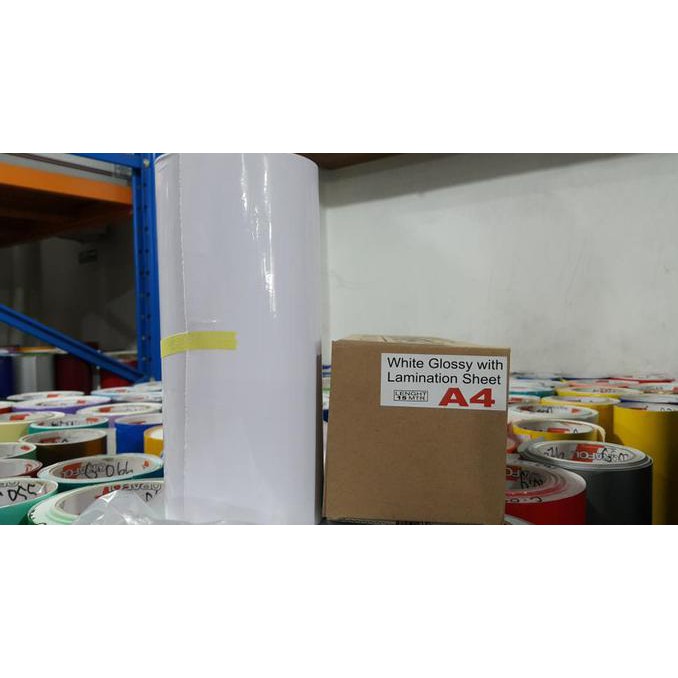 

TERMURAH ! Stiker / Sticker Vinyl Inkjet White + Laminasi A4 (15 meter)