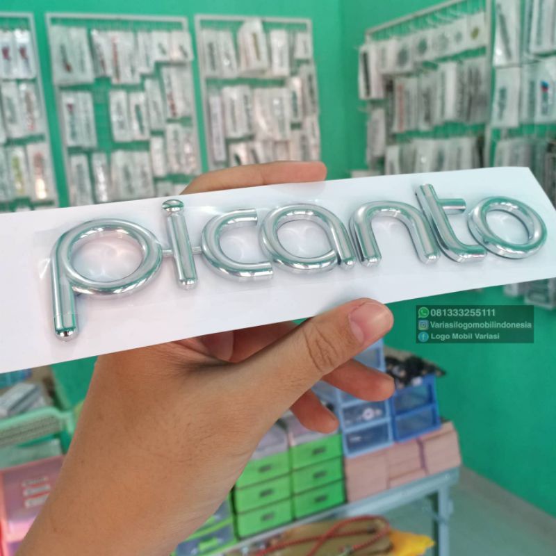 Emblem logo KIA PICANTO ukuran dan font original bagasi picanto