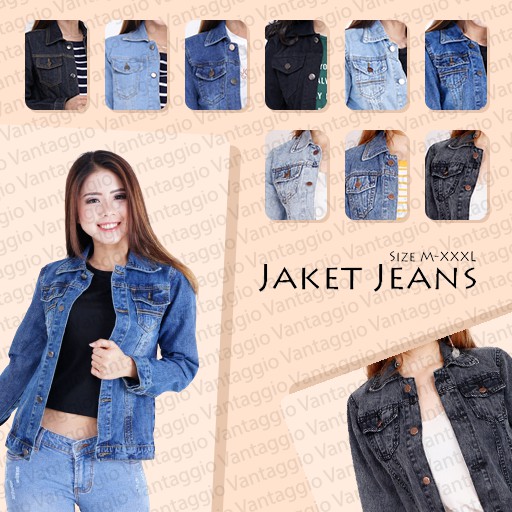 jaket jeans wanita lengan panjang   jacket denim jins levis cewek crop   outerwear lepis perempuan