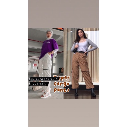 [Cargo Pants American Drill Celana Wanita ( Zipper )