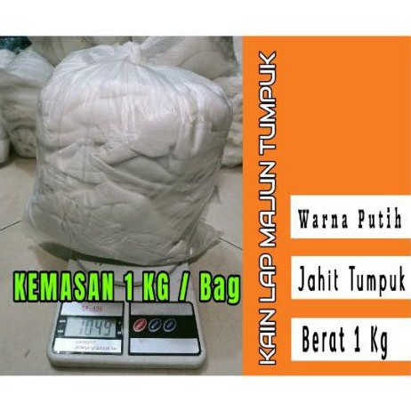 KAIN LAP MAJUN JAHIT TUMPUK PUTIH KEMASAN 1 Kg