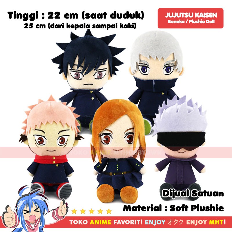 Boneka Jujutsu Kaisen Plushie Doll Gojo Fushiguro Itadori Nobara Inumaki Anime