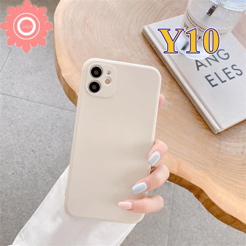 Straight Cube Case Vivo Y12 Y17 Y15 Y11 Y12i Y12S Y50 Y30 Y30i Y20 Y20i Y20S Solid Color Simple Soft TPU Phone Cover