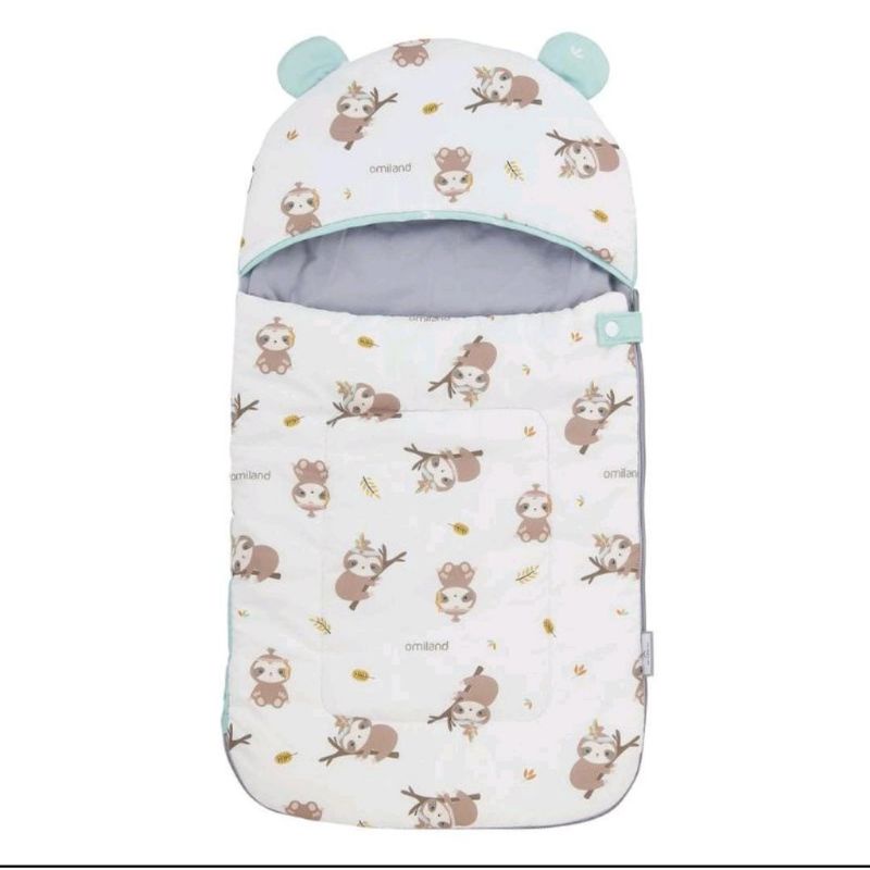 Omiland Sleeping Bag Selimut Topi Kantong Tidur Bayi Lembut &amp; Hangat Sloth Series - OB26151-2