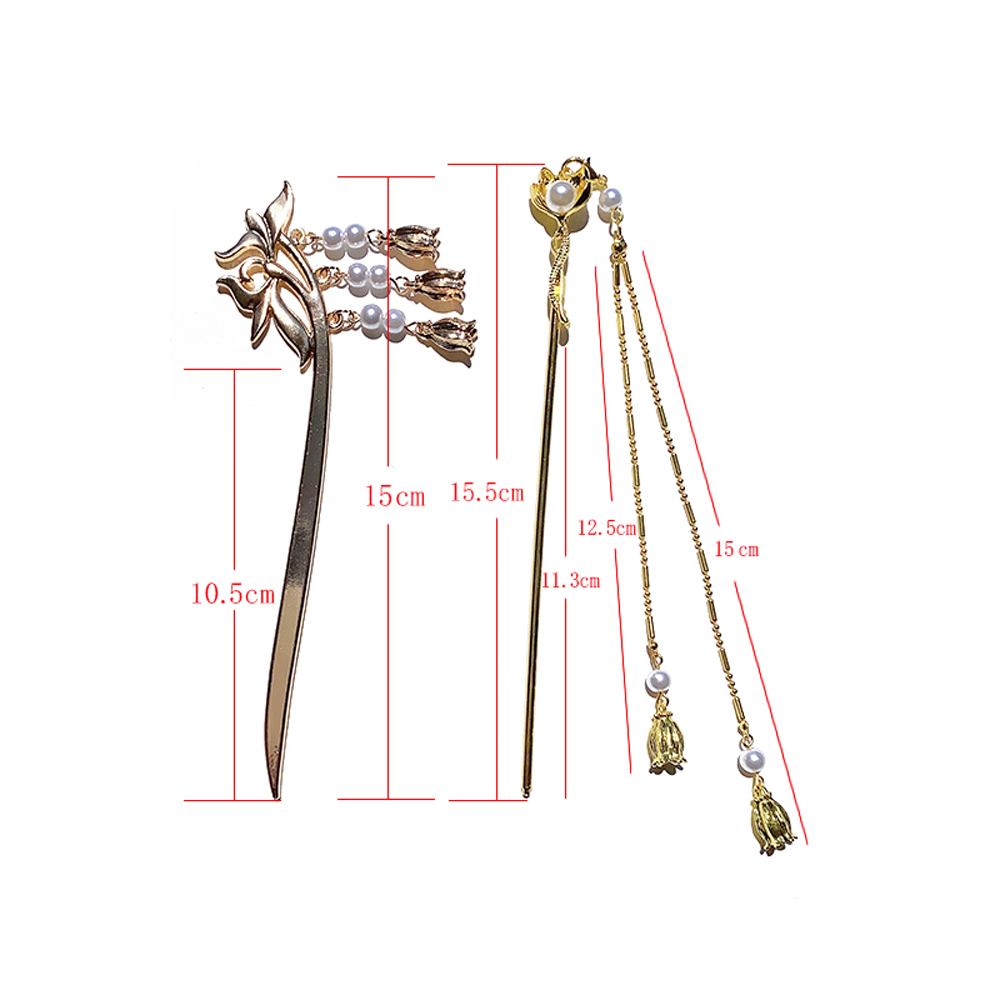 Needway  Chinese Magnolia Hair Pin Pearl Tassel Chopsticks Hair Chopsticks